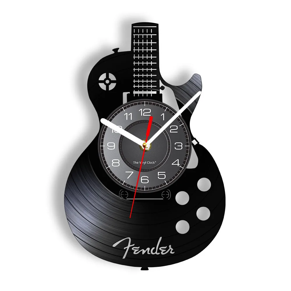 Acoustic Guitar Wall Art Clock Musical Instrument Guitar Vinyl Record Wall Clock 3D Wall Watches Modern Design Decor