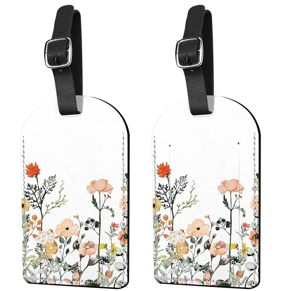 

Набор из 2 бирок для багажа из искусственной кожи с защитой конфиденциальности, эстетичные и милые этикетки для дорожных сумок для женщин