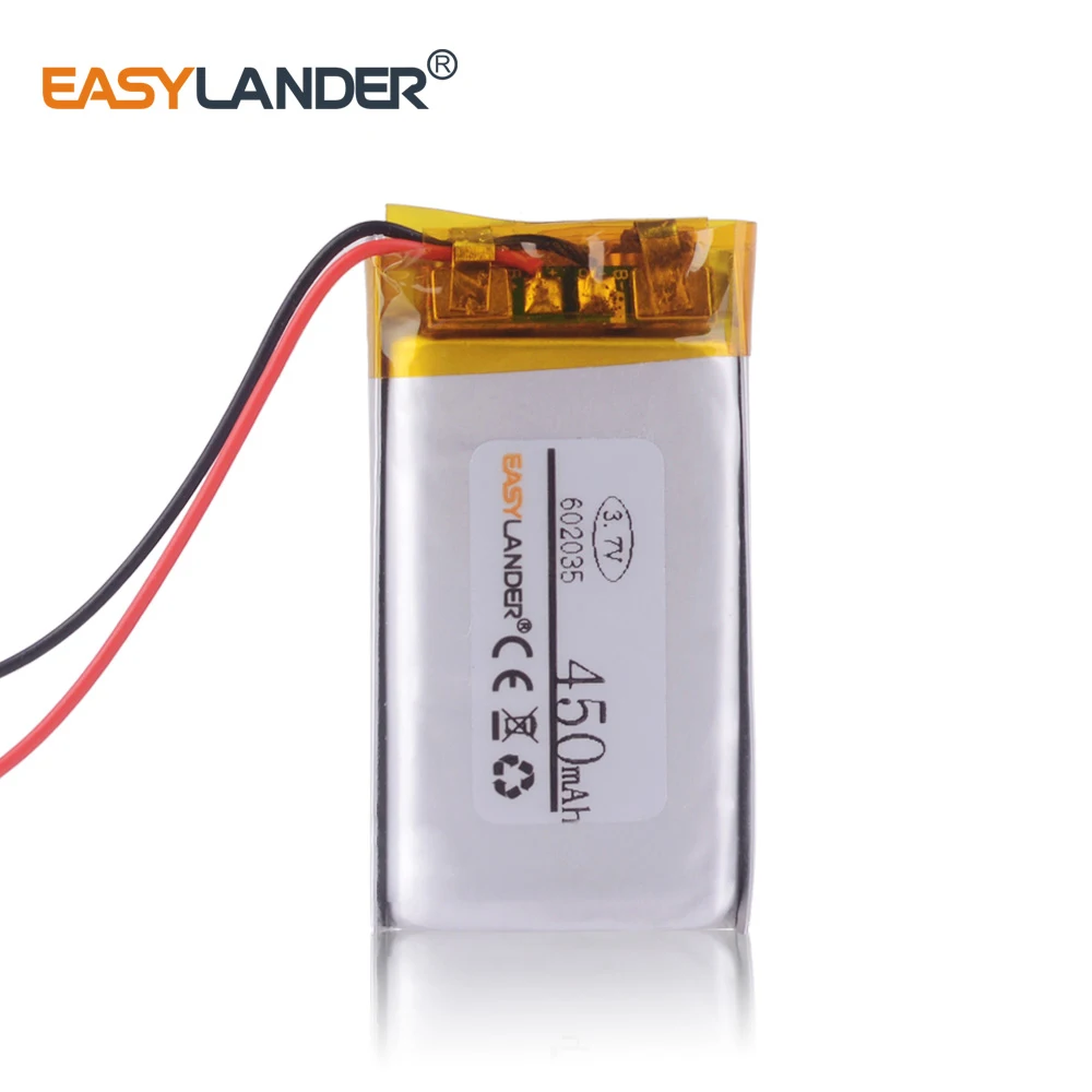 3pcs/Lot 3.7V lithium polymer battery 3.7v 602035, 450mAh Handheld GPS Navigator Lithium Battery