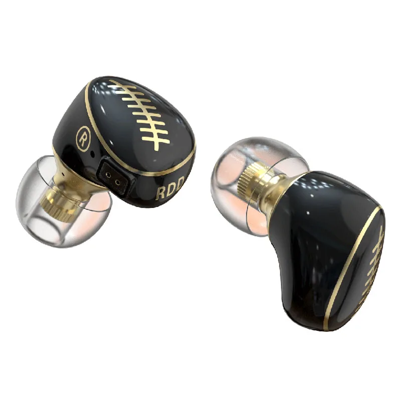 Huayunxin RDD Co-branded Rugby Shape Hand Painted Printed Resin Aluminum Alloy 0.78 2pin Socket In-Ear Monitor Headphone Housing