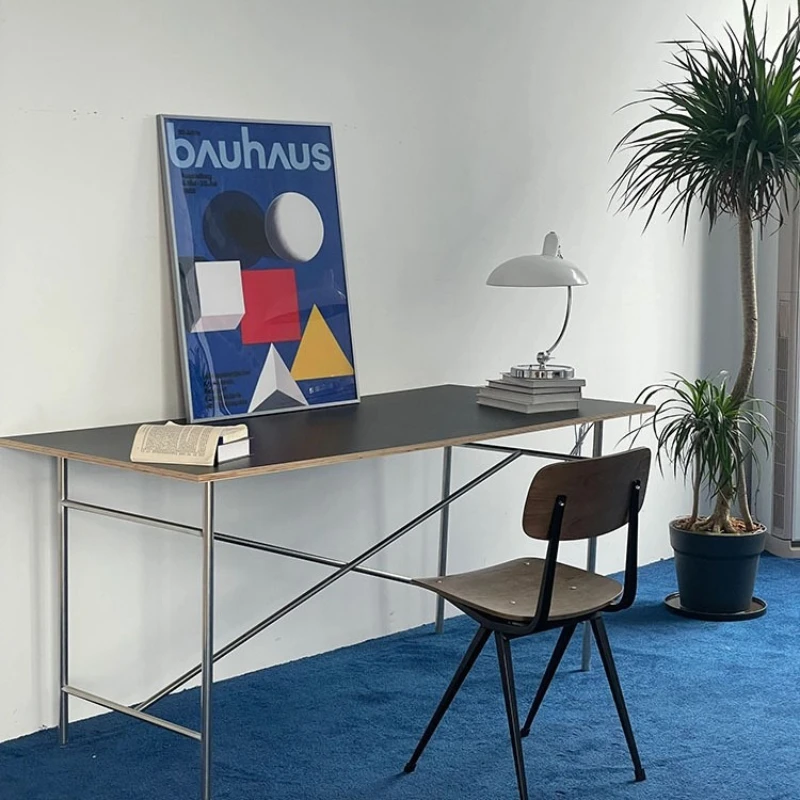 

Rectangle birch desk study minimalist office computer desk writing desk negotiation conference table