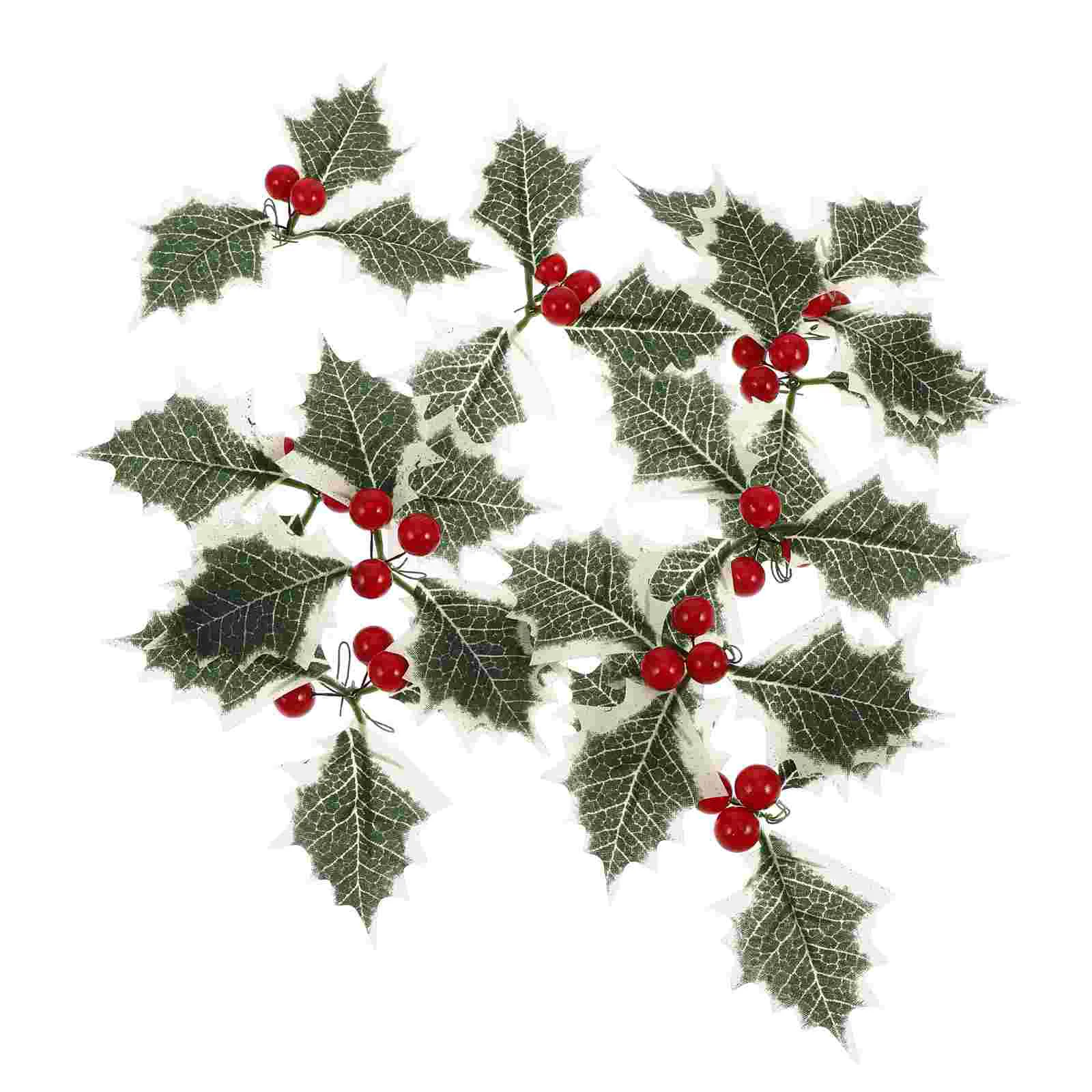 

10 Pcs Green Christmas Decor Fake Plant for Wired Greenery Artificial Berry Leaf Accessories