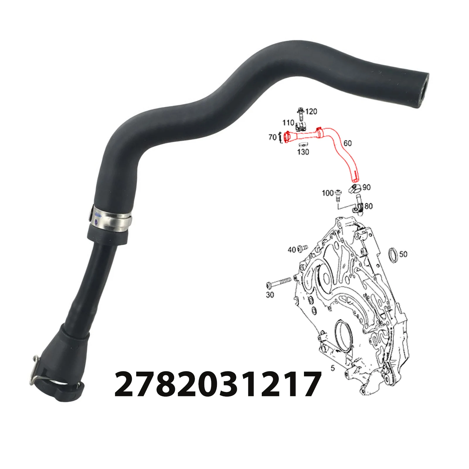 Engine Coolant Hose Timing Case Vent Pipe Hose Car Engine Parts Black Direct Replacement CL550 For Mercedes SL550 GLS550