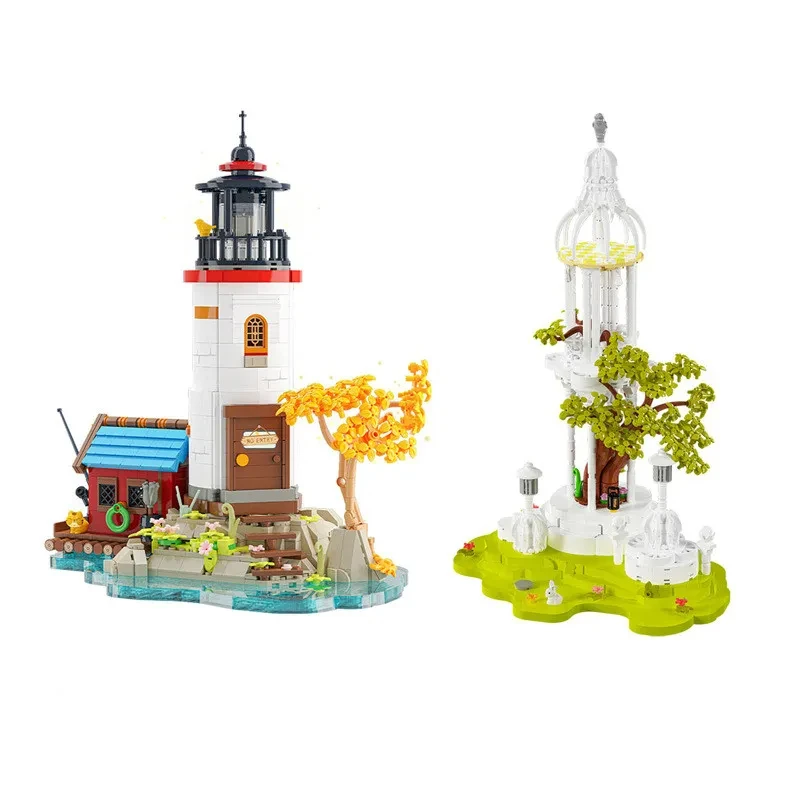 

Mini Building Blocks Toys Cape Lighthouse Creative Ancient Tree Pavilion Model Bricks Toys for Kids Birthdays Christmas Gifts