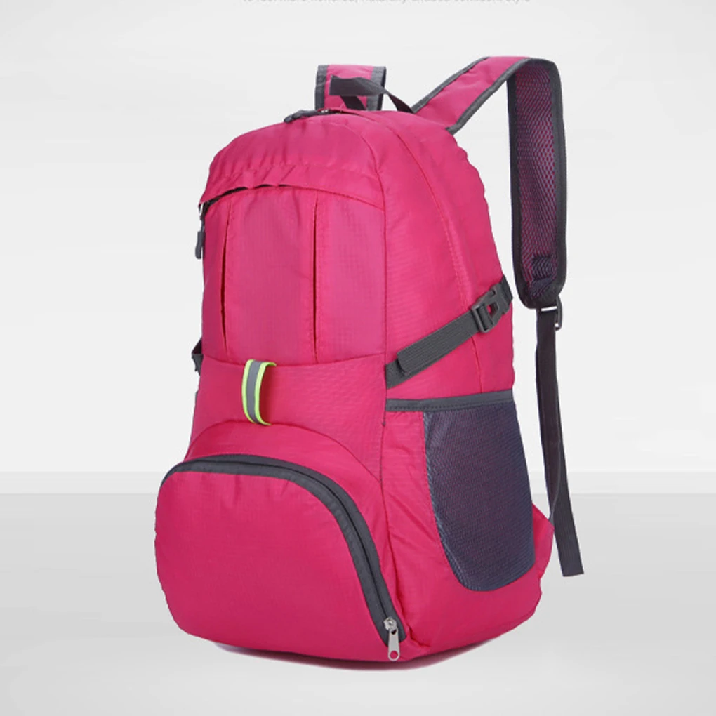 Mochila de viagem dobrável impermeável com grande abertura, à prova de riscos e resistente ao desgaste, acampamento preto, 20-35L