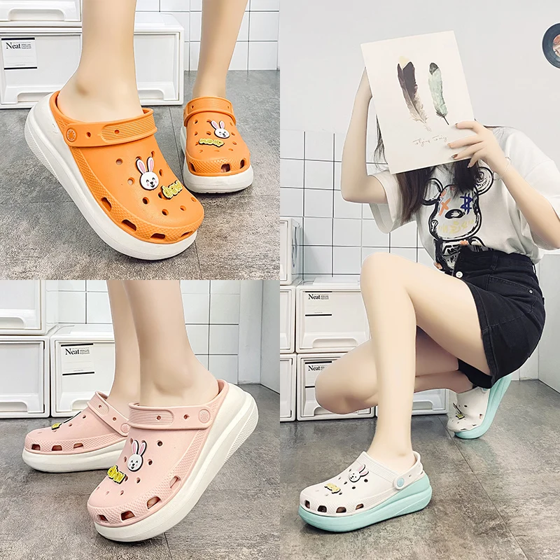 Women Clogs Sandals 2022 Platform Two-color Cute Slippers Women Casual Shoes for Summer Outdoor Beach EVA Ladies Luxury Sandals