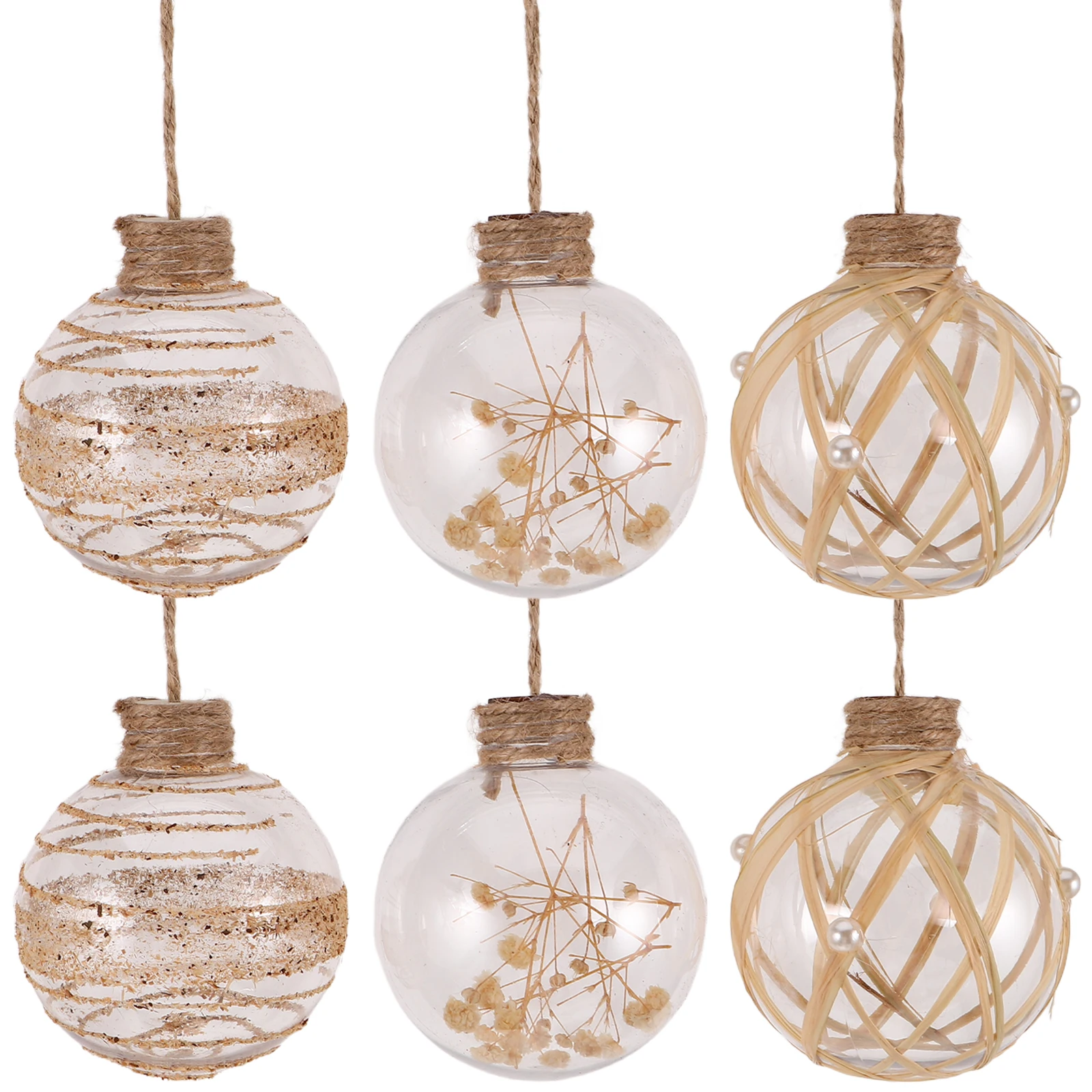 

6pcs Plastic Ornament Balls Shatterproof Xmas Ball Ornament With Twine For Xmas Tree Decorations Wedding Birthday Party Supplies