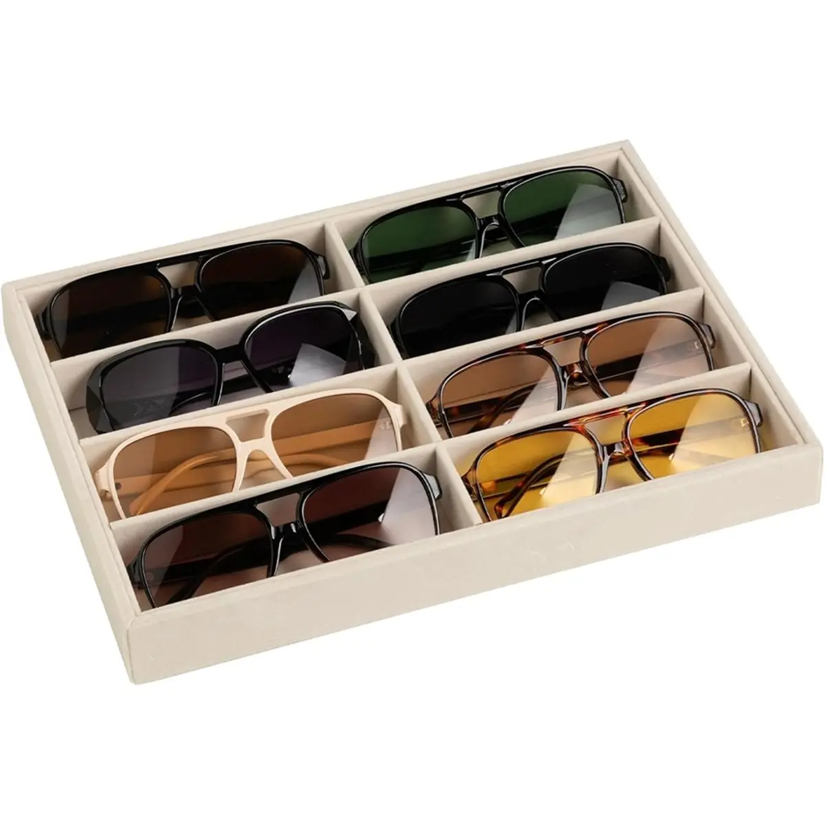 【TODAY-BUY】~@ Two Row Eight Grid Glasses Storage Box, Sunglasses Display Box, Suitable for Glasses Storage, Simple and Elegant