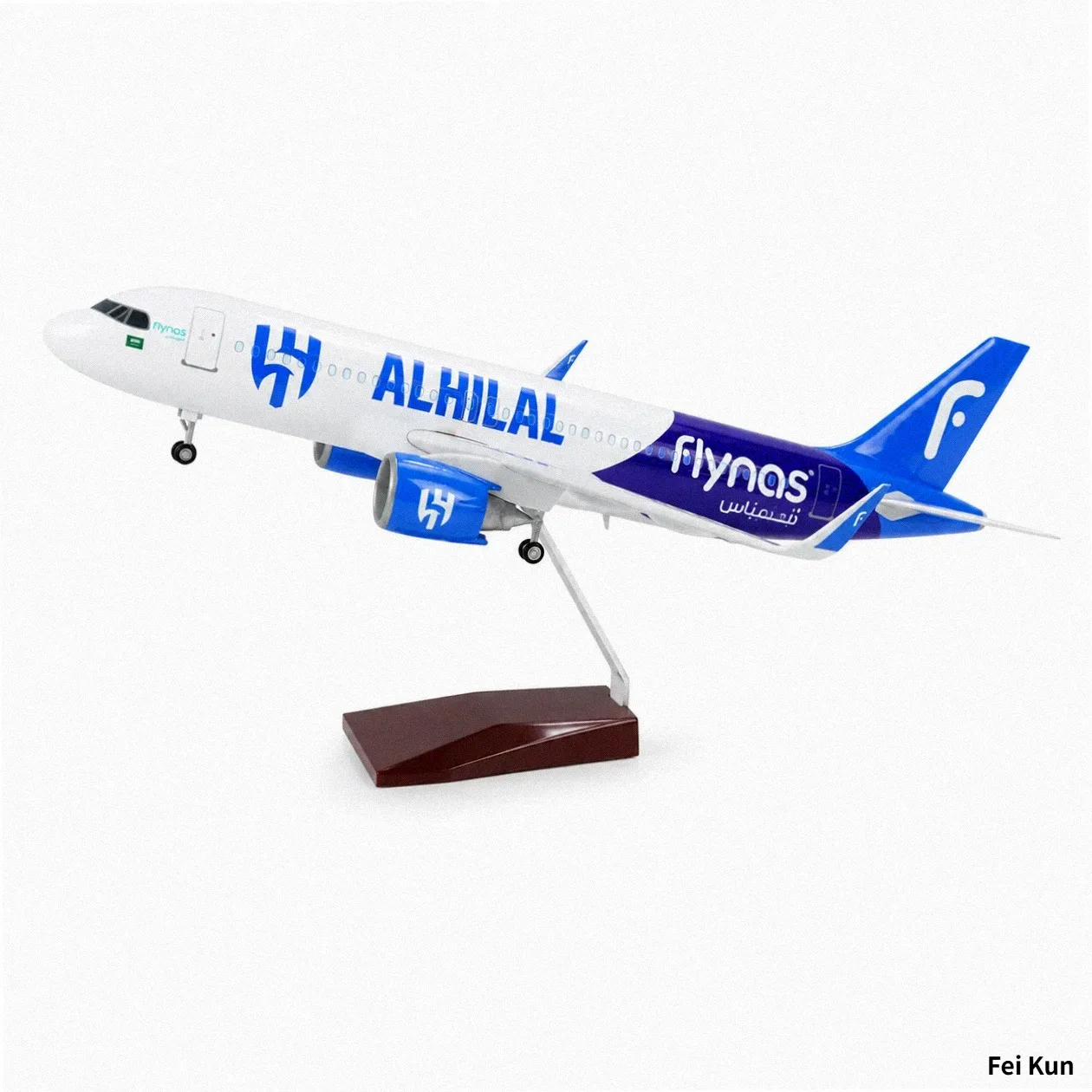 47cm A320 Saudi Flynas Airlines 1/80 Scale Aircraft Model with Stand and Wheels—Realistic Static Display Model