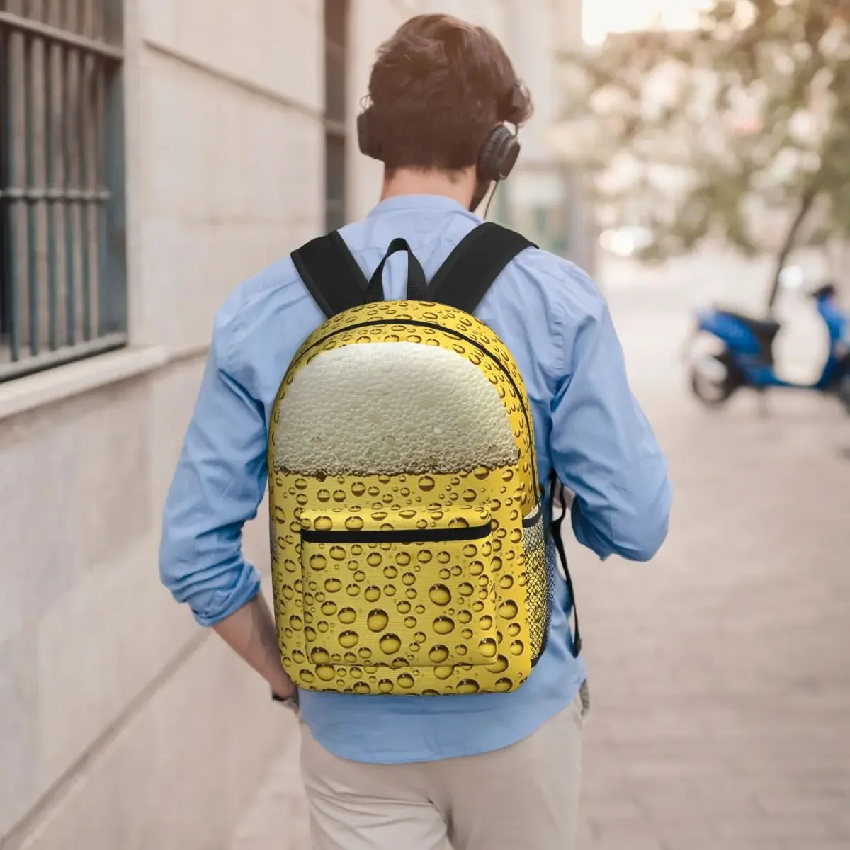 Beer Bubbles Themed Student Backpack School Bag Hiking Travel Daypack for Boys Girls Bookbag Shoulder Bags