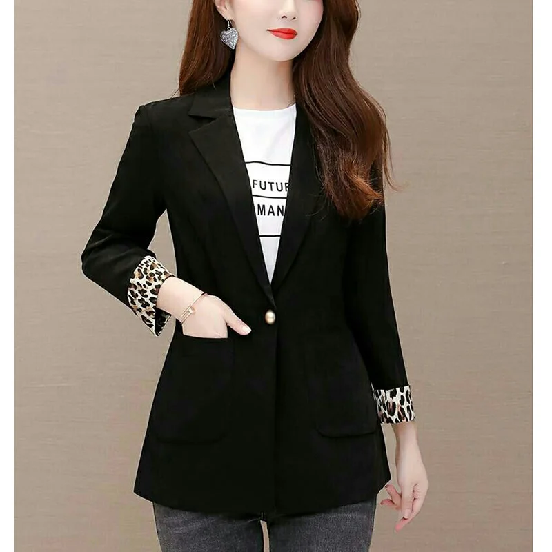 Fashion Loose Button Spliced Pockets Leopard Blazer Women\'s Clothin 2023 Autumn New Casual Tops All-match Office Lady Blazers