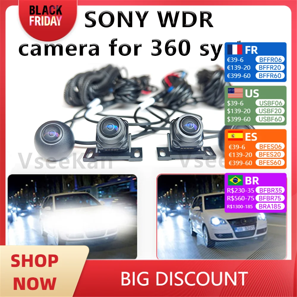 Sony WDR technology Car 360 Panorama cam Kit 1080P AHD View Night Vision 4 Camera for Android System Radio Multimedia player