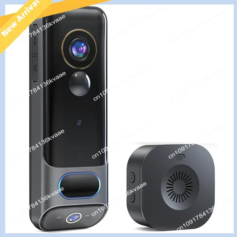 M01K Câmera de campainha dupla sem fio sem assinatura, câmera de porta inteligente 2K sem fio, com detecção humana AI, visão noturna