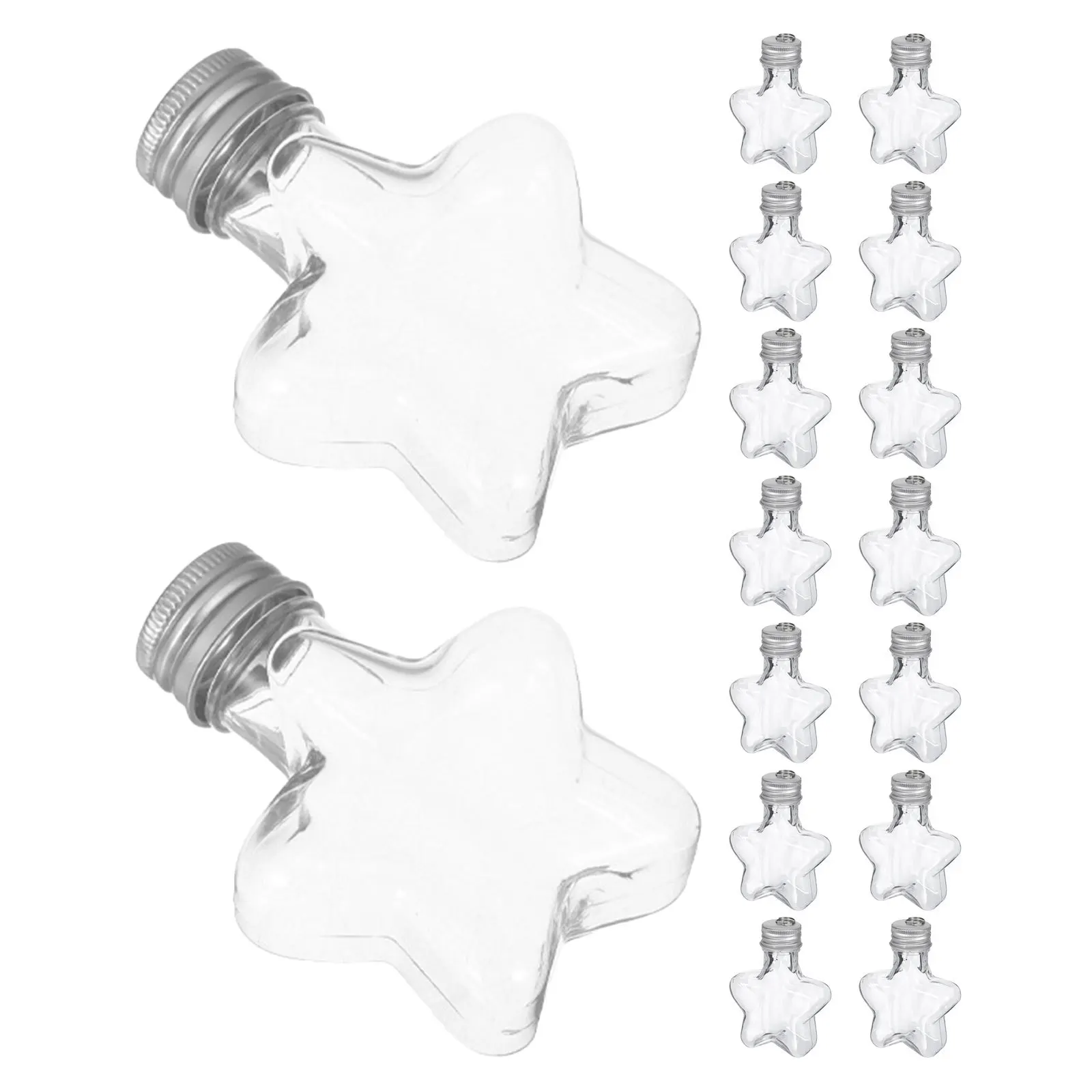 

16Pcs Christmas Star Candy Jars Plastic Bottles Refillable Hanging Ornaments Holiday Treat Storage Containers Candy Storage Jar