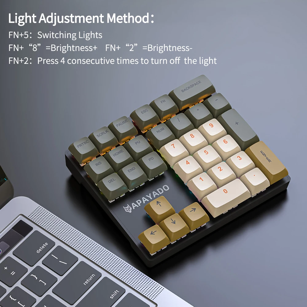 33 Key Wired Mini Mechanical Numeric Keypad with Multi-color Lights Suitable for Finance, Business, Laptop Numeric Keyboard