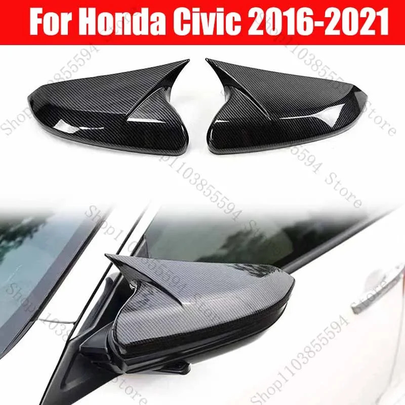 

Replacement Rearview Side Mirror Covers Cap For Honda Civic 2016-2021 Accessories Carbon Fiber Gloss