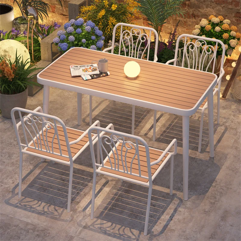 Table and chair combination Open-air courtyard Garden dining table Waterproof and sunscreen