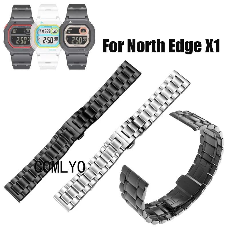 

Для NORTH EDGE X1 умный ремешок для часов из нержавеющей стали, металлический ремешок, мужской роскошный ремень