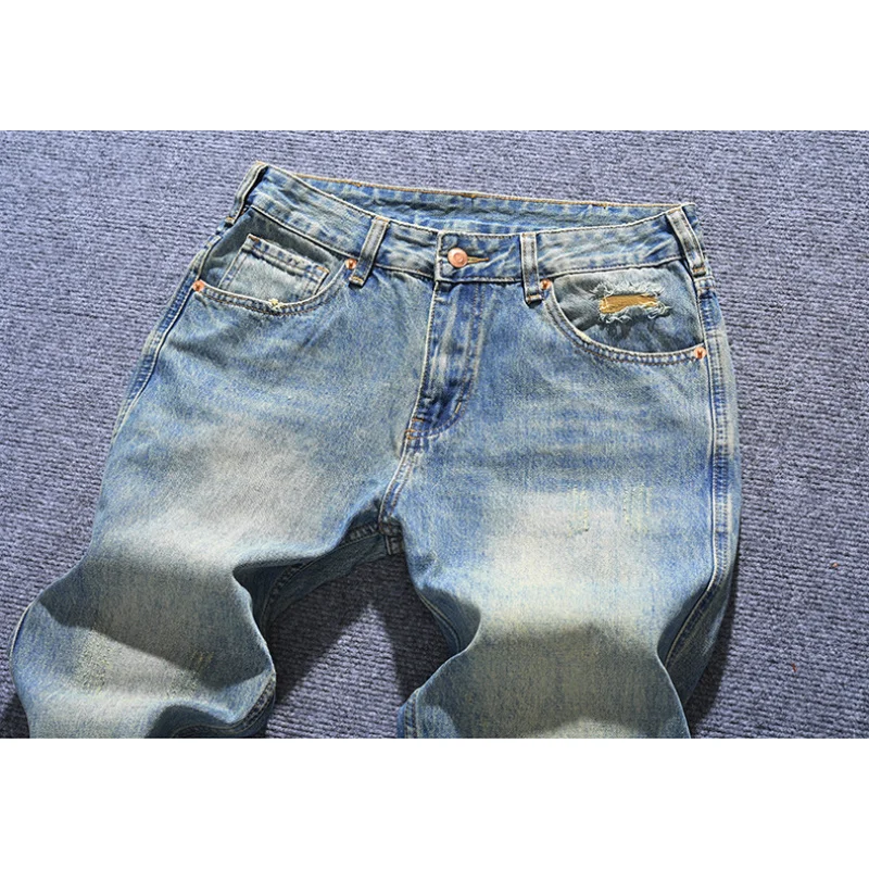 

Spring and summer trendy brand American retro loose straight leg jeans for men, youth fashion versatile high street pants