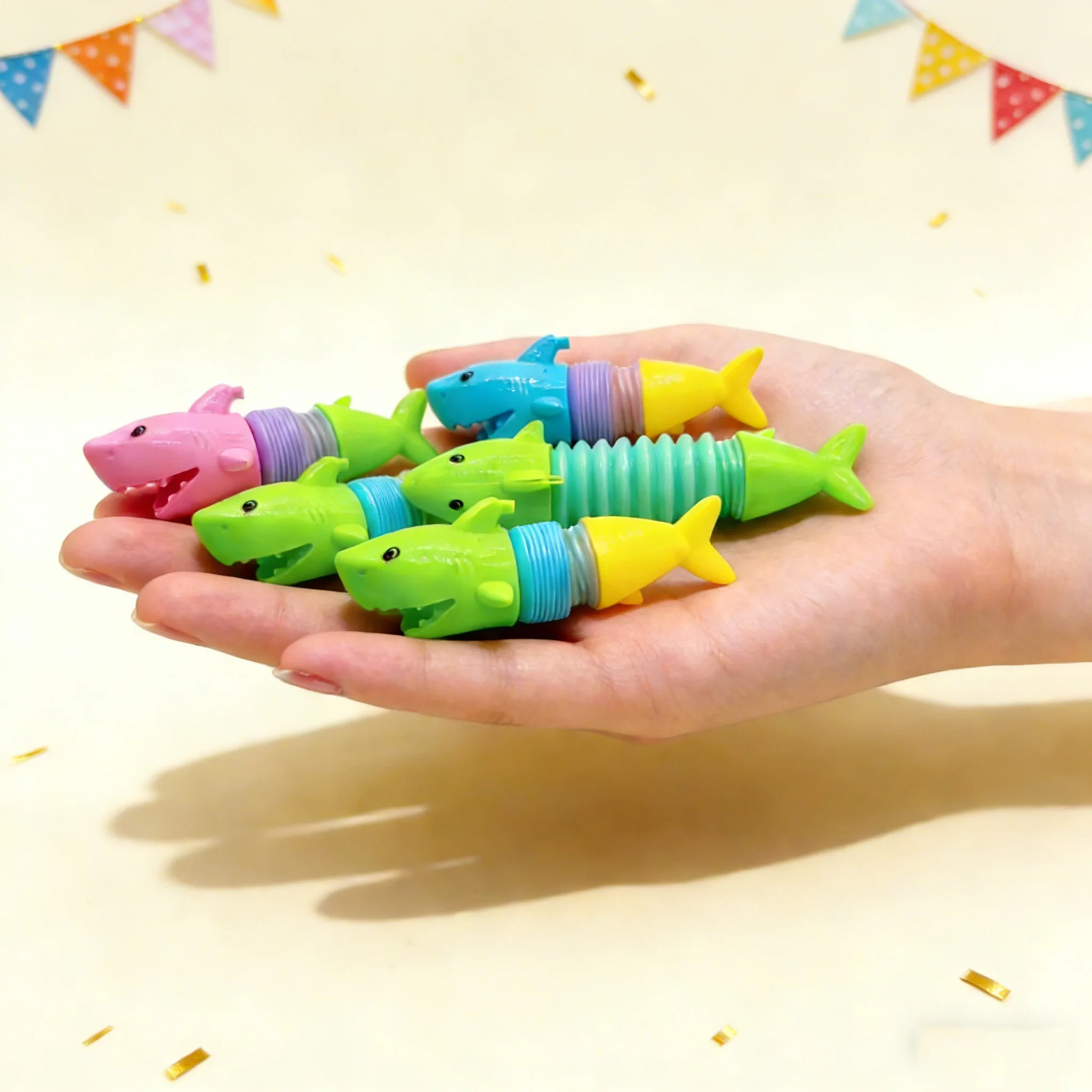 12/24 Piezas de Juguetes Antiestrés de Tubo de Tiburón Colorido Transformable en Dinosaurio para Niños, Recuerdos de Fiesta de Cumpleaños, Regalo de Piñata para Invitados de Boda