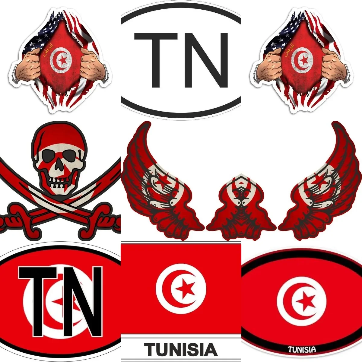 

Creative TN Tunisia Map Emblem PVC Waterproof Sticker for Decorate Wall Car Truck Van Window Bicycle Off-road Decal Accessories