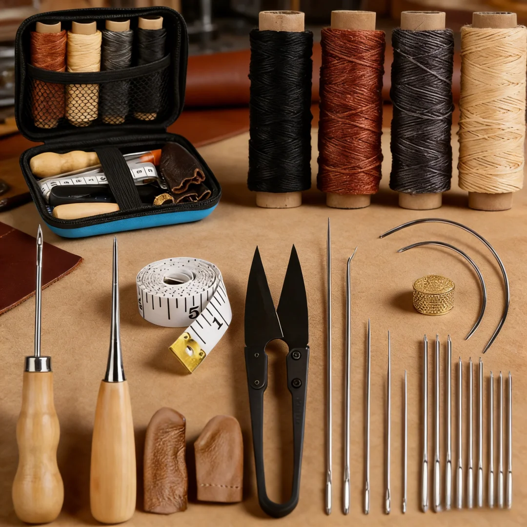 Groover Stitching Tool - Leather Hand Sewing Repair Polish Kit
