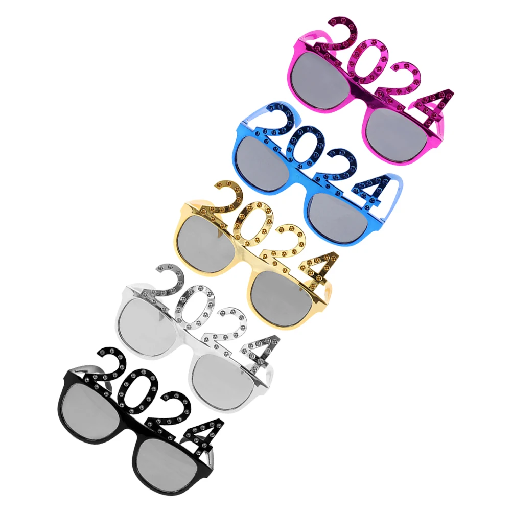 

5pcs Funny Glasses 2024 New Year Party Eyeglasses Decor Props for Photos Festival Decoration Graduation Event Unique Design