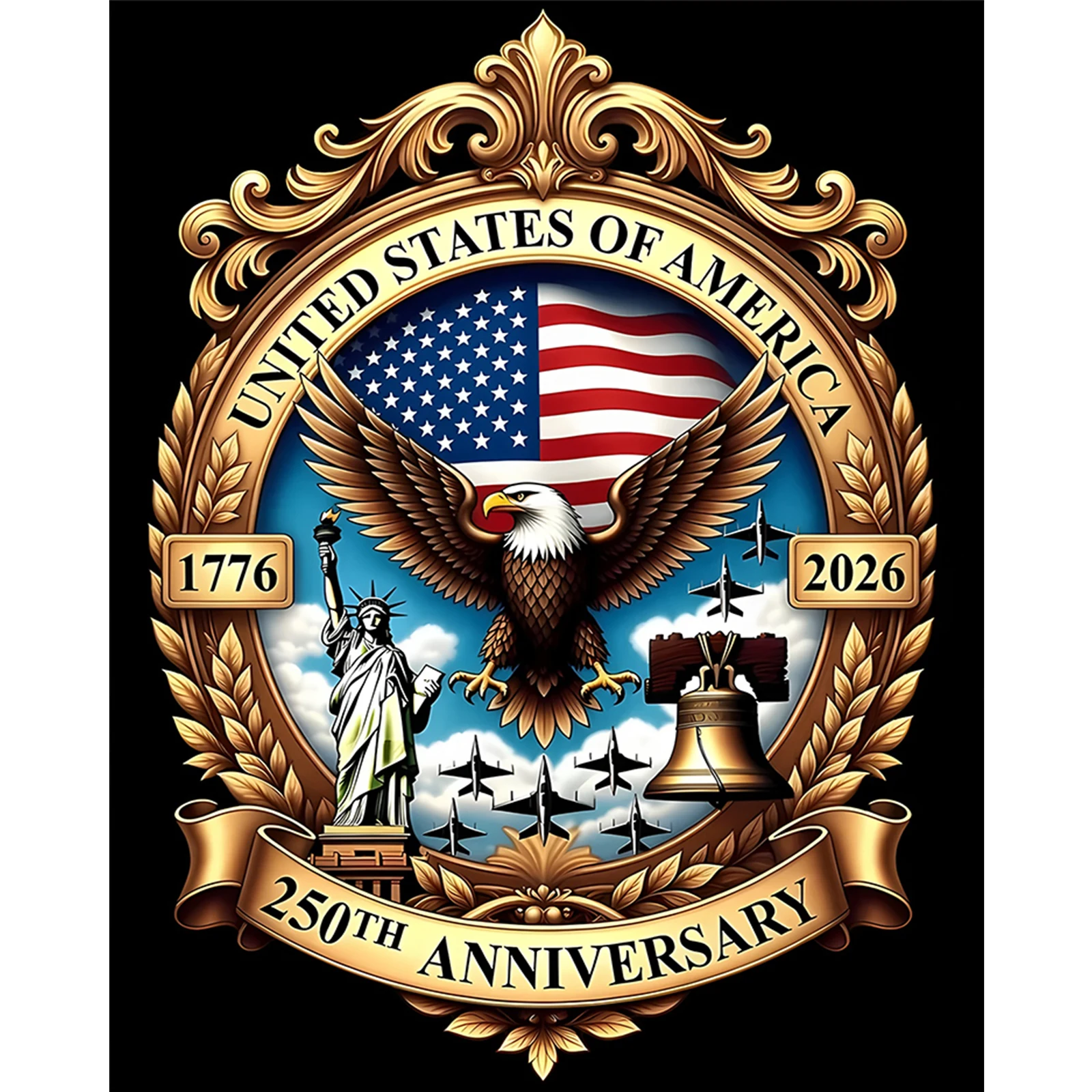 

USA 250th Anniversary Full DIY 5D Round Drill Gem Art Diamond Painting Kits for Adults Beginner Home Wall Decor 15.75x19.69in