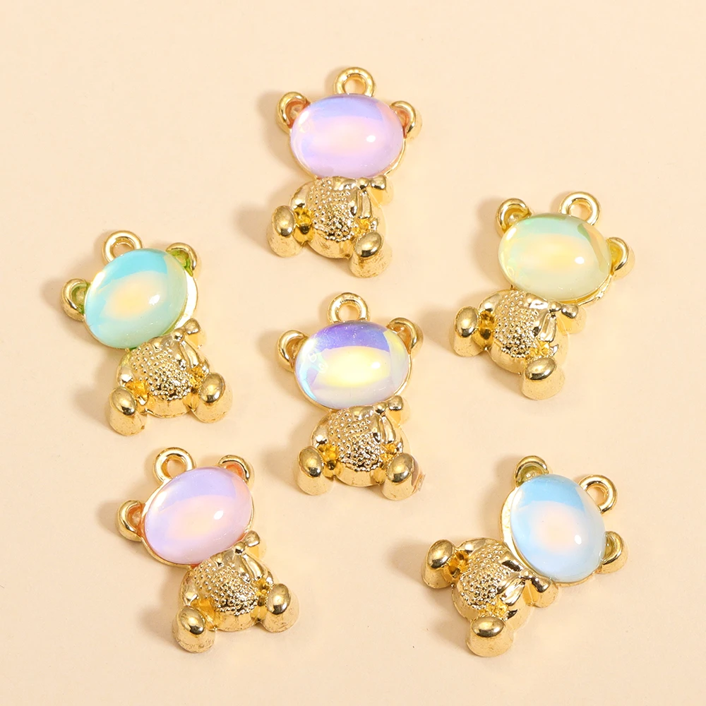 10Pcs Mode Bunte Kristall Kaninchen Anhänger Für Frauen Schmuck Machen DIY Tiere Charms Halskette Schlüsselbund Handwerk Liefert – Detail 8
