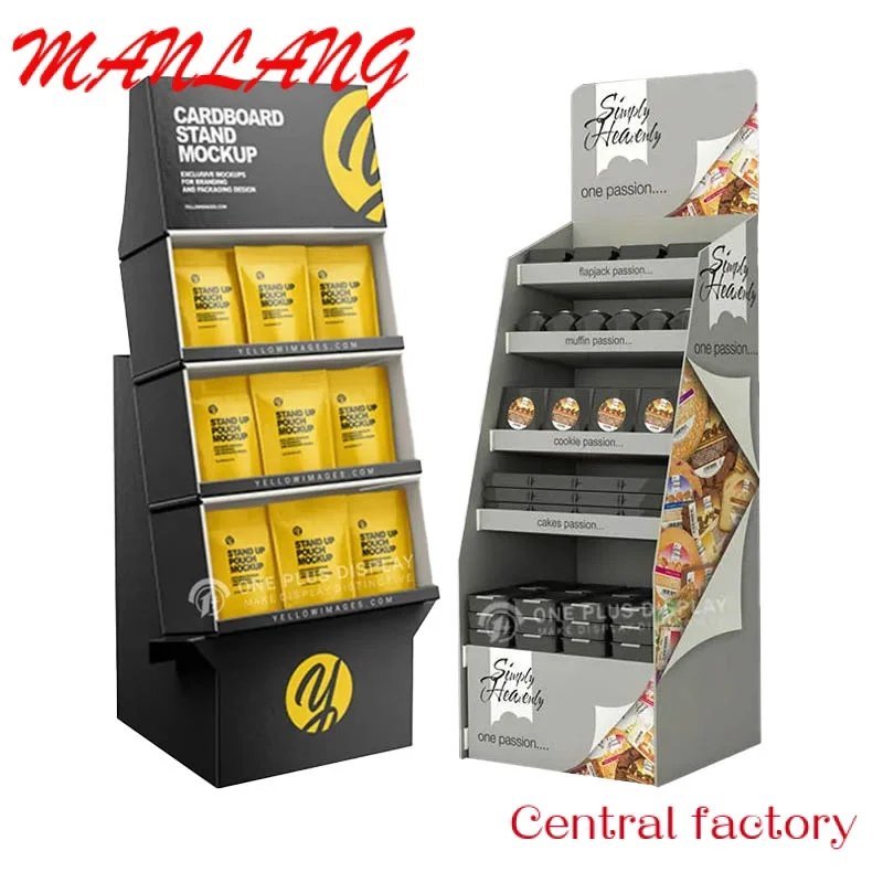 CustomRetail Donuts Paper Racks Cookies Up Merchandise Floor Cardboard Display Shelves for Snack Shop