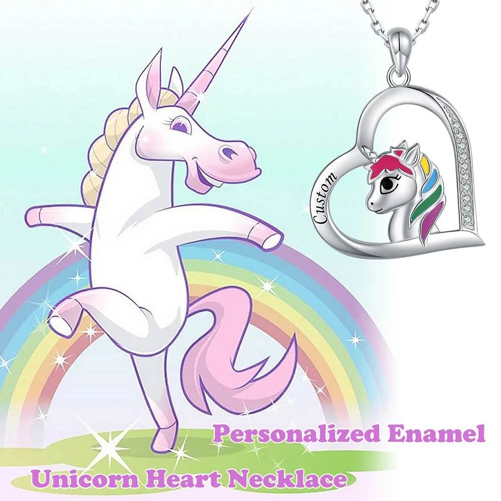 925 Sterling Silver Personalized Unicorn Custom Name Necklace Pendant Jewelry Birthday Gift For Daughter Granddaughter Women Gir