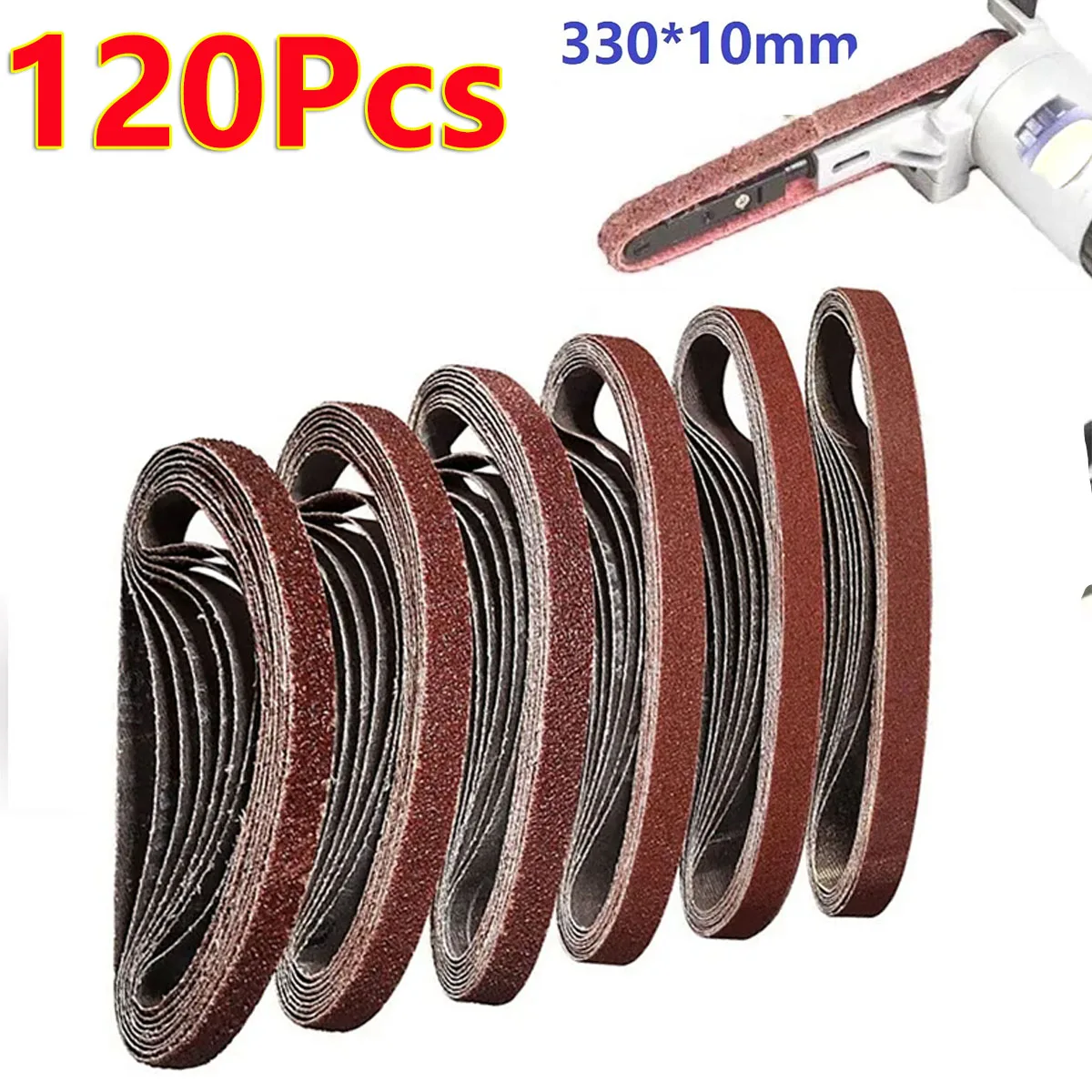 

120Pcs Sanding Belts Power Suit For File Sander Abrasive 10 x 330 mm Air Belt Sander Polishing Papaer Grit 60/80/120 Sandpapers