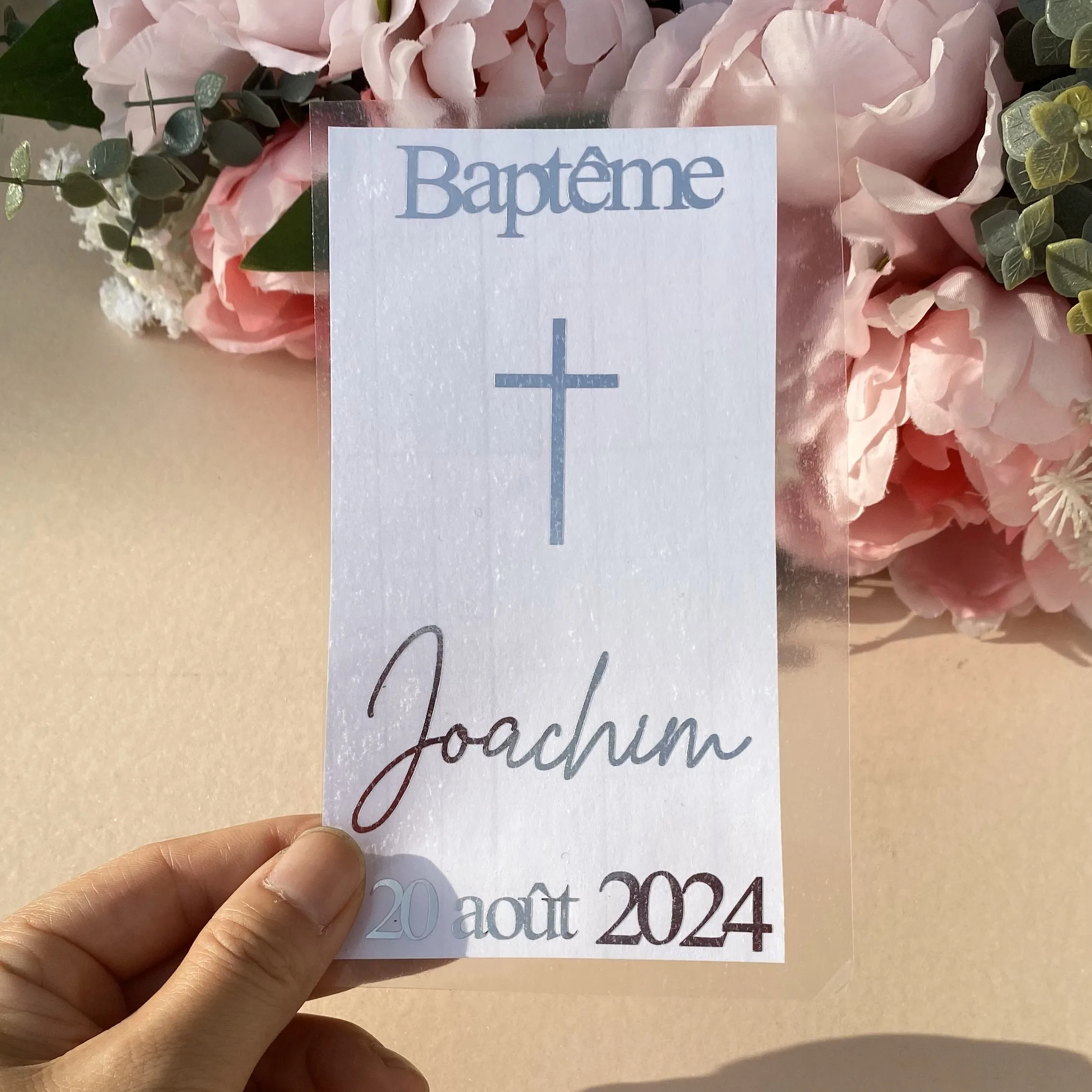 Customize Silver Cross Baby Baptism Stickers for Pillar Candle Christian Wedding Naming Day Candles Decorations Vinyl decals