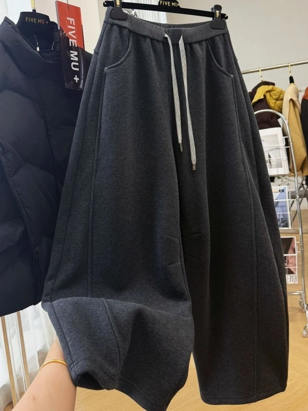 

Брюки унисекс больших размеров в корейском стиле, свободные повседневные брюки-джоггеры с широкими штанинами, осенне-зимняя новинка