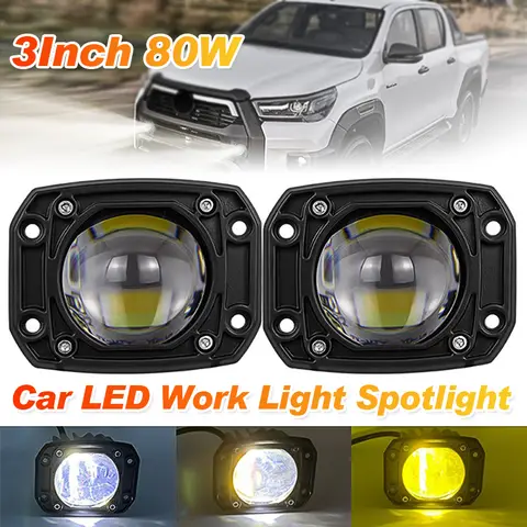 3Inch Car LED Work Light Dual-color High Brightness Driving Spotlight Embedded Fog Lamp Good-quaility Accessories For Turck SUV