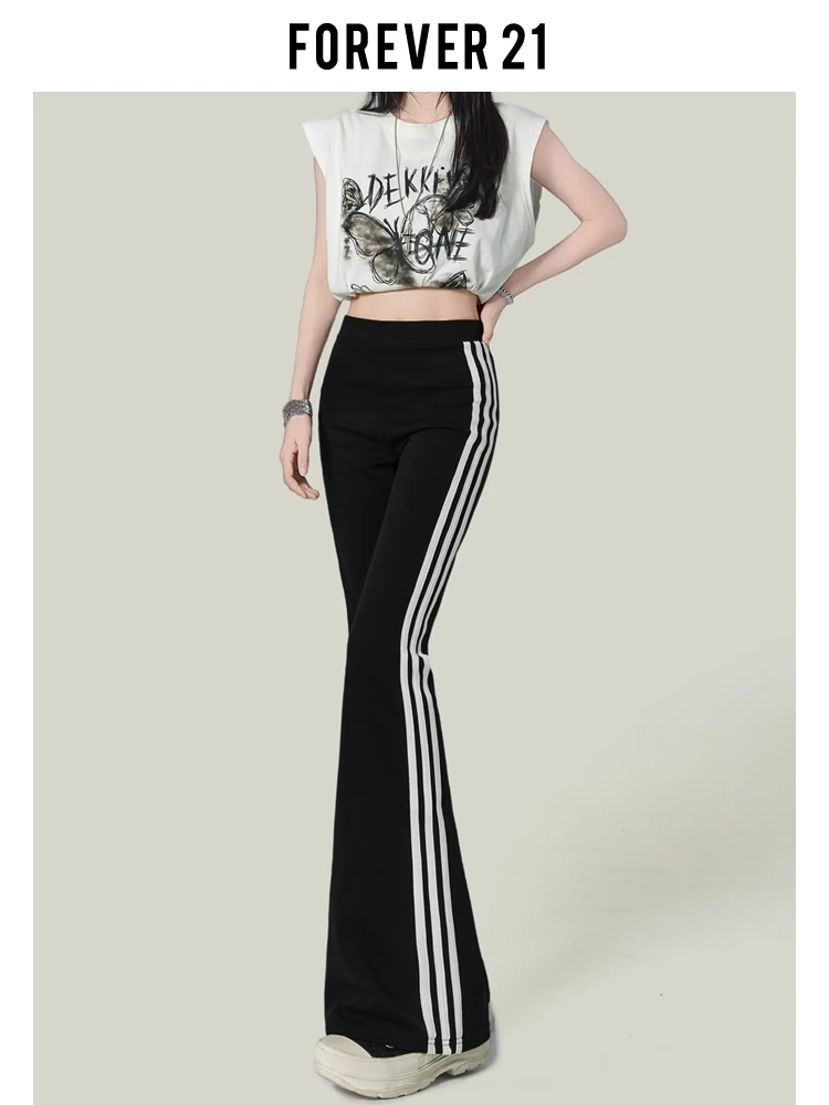 Yogahose mit hoher Taille für Damen, lässig, Spor Bla Micro, ausgestellte Hose, T-Shirt, Streifen, Forever 2, American Sle Faion