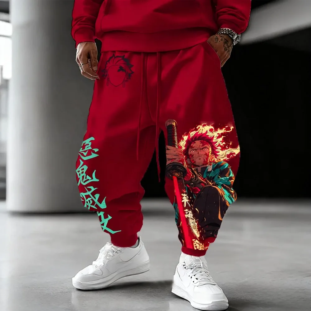 

Demon Slayer Men's Pants Sportswear Kamado Tanjiro Spring and Autumn Anime Jogger Pants Casual Oversize Cotton Trousers Winter