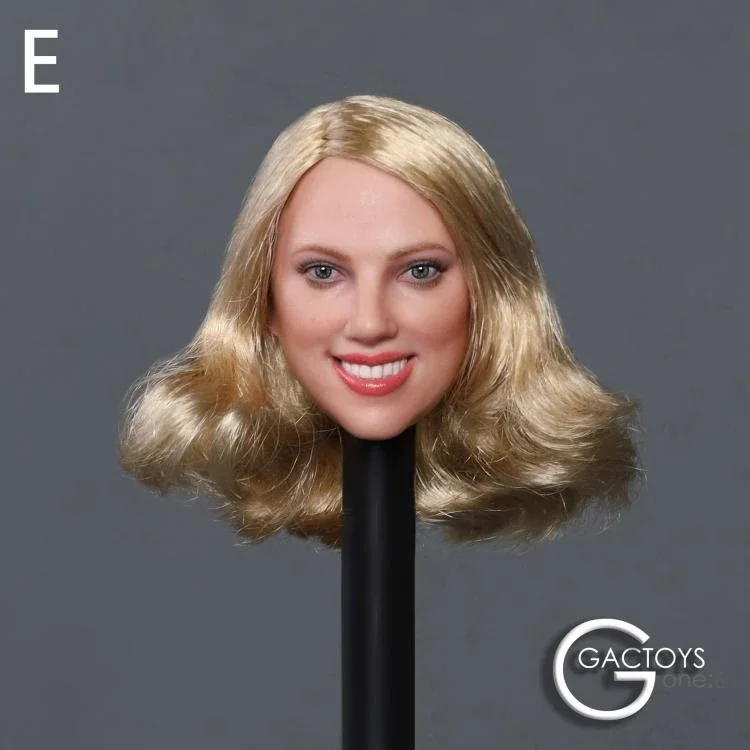 Tête de Wowen européenne et américaine avec visage souriant, cheveux bouclés rouges profonds, figurine d'action, poupées suntan, cadeaux de loisirs, jouets, GC033, 12 en effet, 1/6