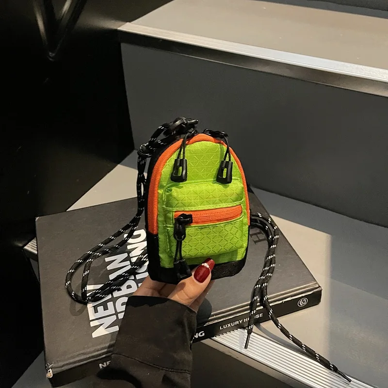 حقيبة كتلة الألوان الصغيرة حبال Ins العصرية Crossbody الرقبة الحقيبة لمفاتيح المحفظة Airpods للجنسين حقيبة الصدر للأنشطة الخارجية