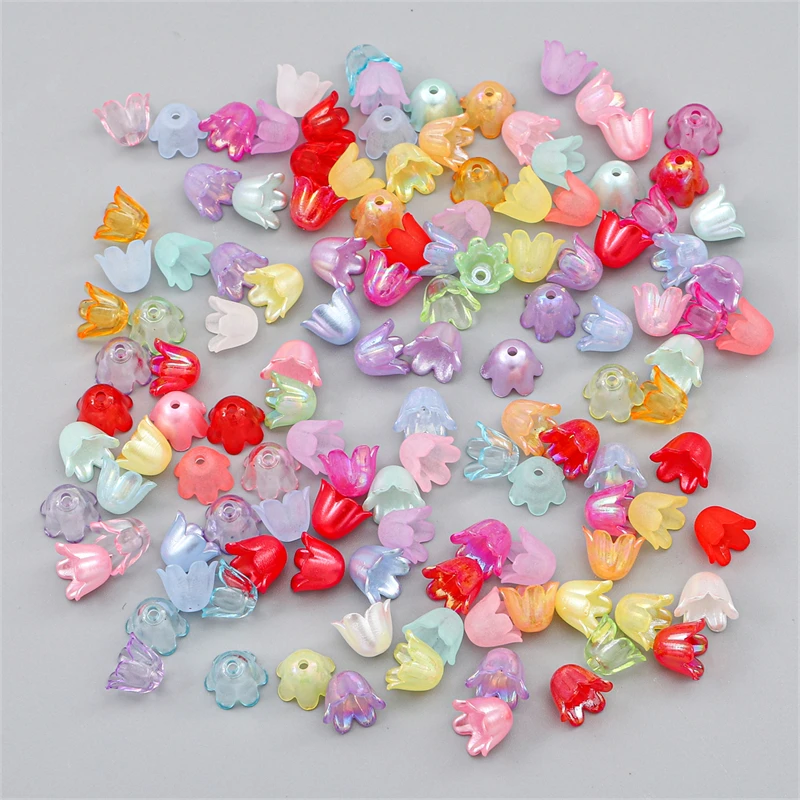 

11x8mm Acrylic Multicolor Flower Shape Spacer Loose Beads With Hole DIY Handmade Material Jewelry Accessories