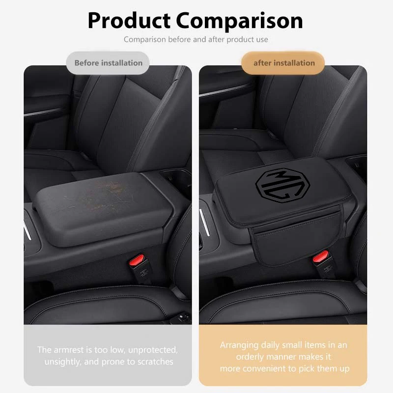 For MG Leather Car Armrest Box Pad Central Arm Rest Storage Pocket Protective Cover HS EHS 3 5 6 7 GT RX5 ZT RX8