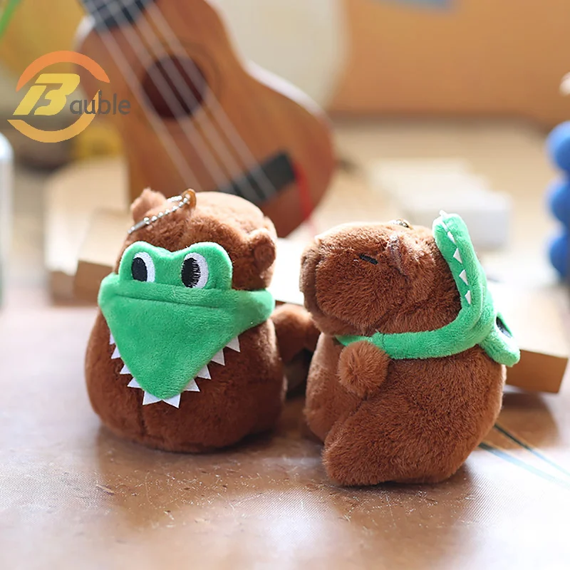 new Cute Crocodile Hat Capibala Pendant Plush Toy Cartoon Capybara Keychain Bag Hanging Ornaments Home Room Decoration Kid Gifts