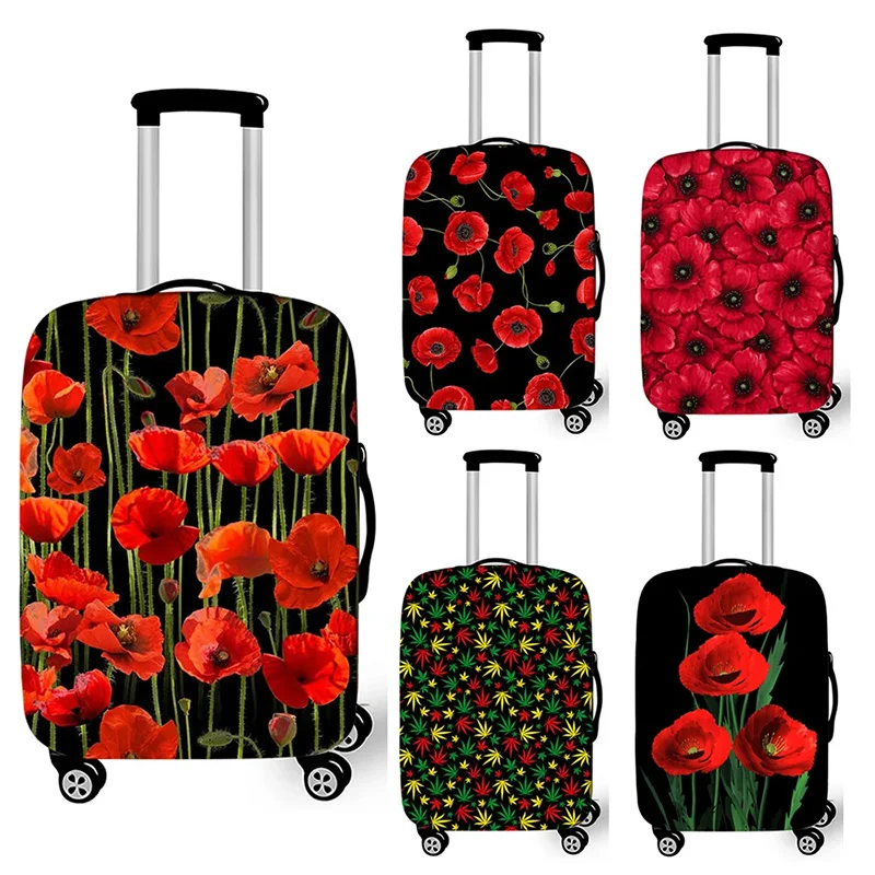 Beautiful Red Poppy Flower Suitcase Cover Travel Accessories Elastic Luggage Protective Covers Anti-dust Trolley Case Cover