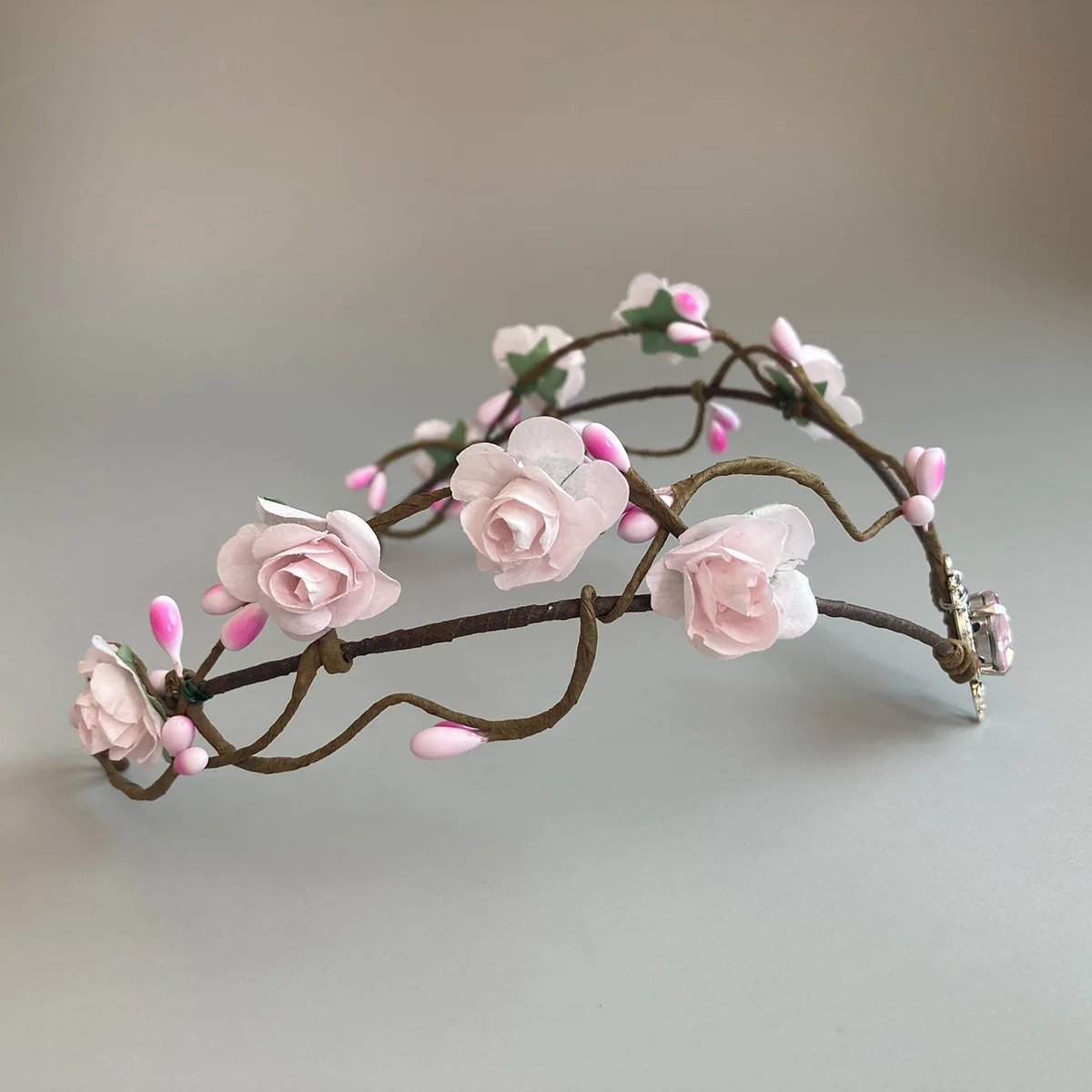 Blush Elven Tiara, Woodland Flower Tiara, Fairy Floral Crown, Elf Headpiece, Elvish Tiara, Elven Diadem wedding accessories Gift