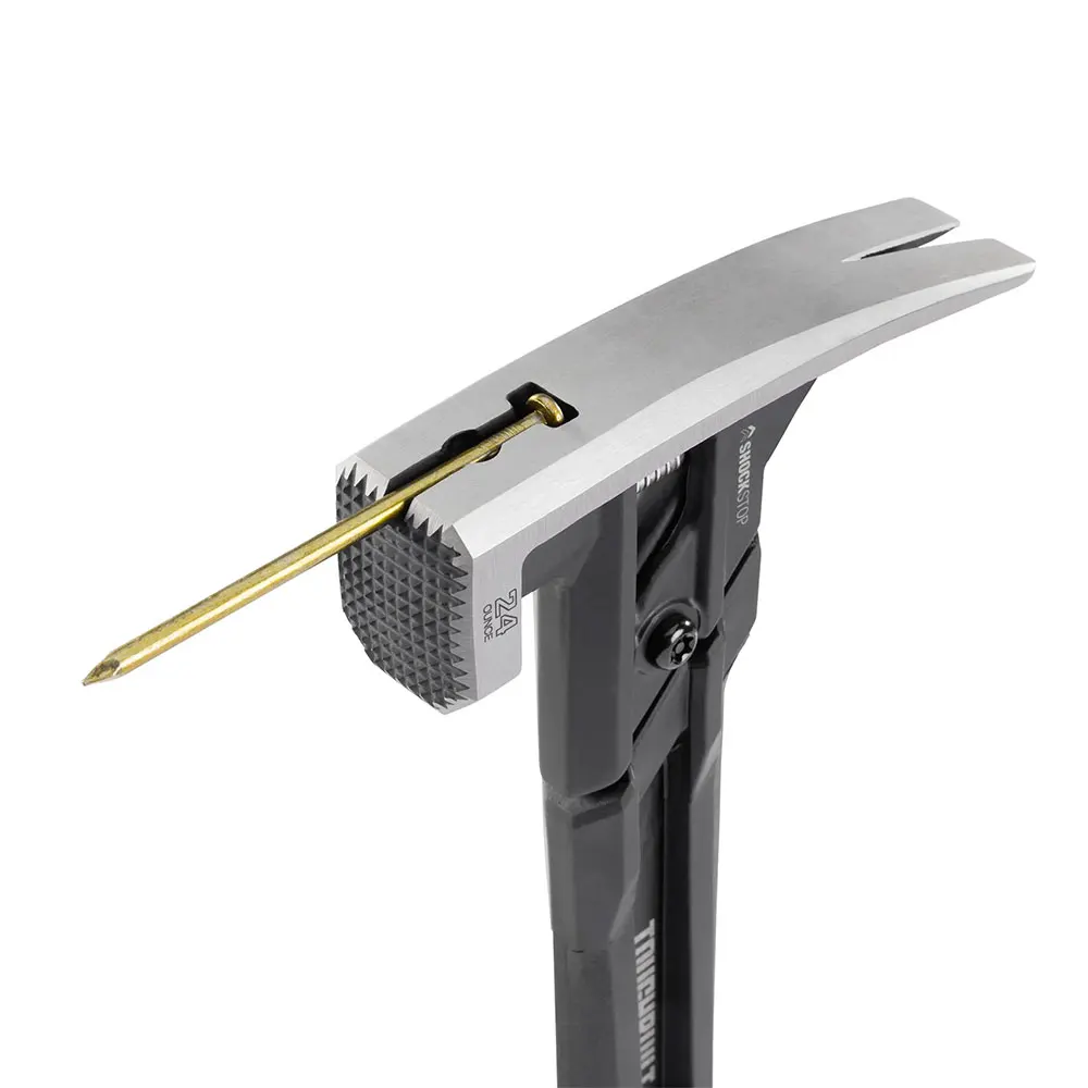 1pc TOUGHBUILT ShockStop 24oz Steel Claw Hammer with Milled Face, Ergonomic Shock-Absorbing Grip & Durable Design