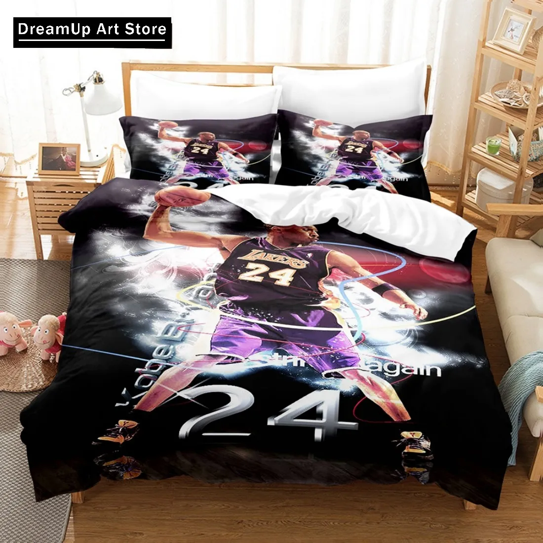 3D Printed Basketball Star no.24 Bedding Set Duvet Cover Bed Set Quilt Cover Twin Single Queen King Size Boys Adult Home Textile