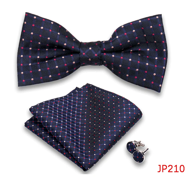 Klassische Herren Fliege Taschentuch Manschettenknöpfe Set Jacquard Fliege für Mann Hochzeit Business Schmetterling Knoten Geschenk Mann Zubehör – Detail 12