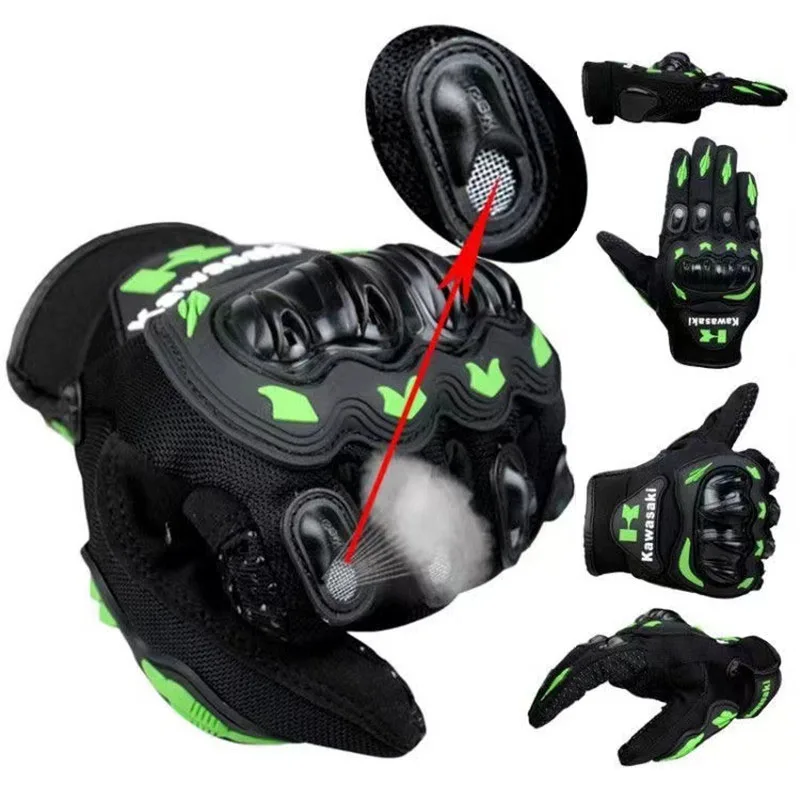 Guantes de moto Kawasaki, manoplas tácticas para Motocross, ATV, UTV, Verano