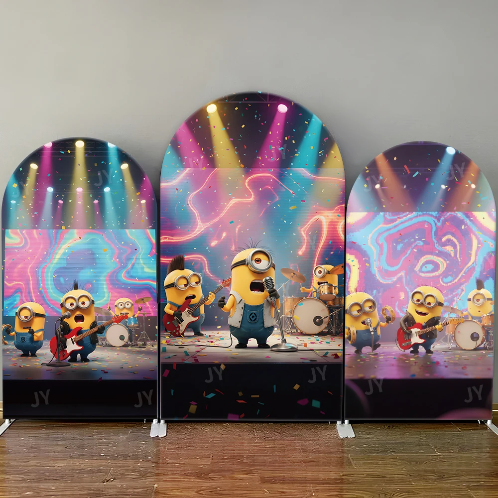 

Minions Arch Backdrop Cover Rock Band Concert Themed Background for Kids Birthday Party Photo Booth Event Decor Baby Shower