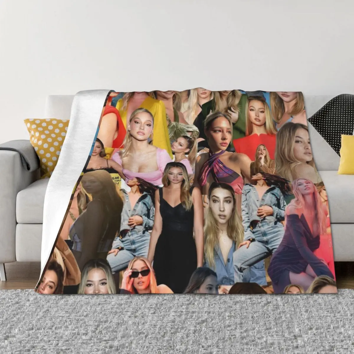 

Madelyn Cline Super Fine Beautiful Actress Aesthetic Collage - 1 Throw Blanket Camping Bed linens Polar Blankets